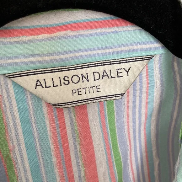 Allison Daley blouse, pastel stripes, size small petite - Picture 5 of 6